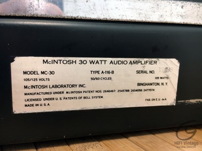 Hifi Vintage McINTOSH MC-30
