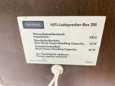 GRUNDIG-Box-205 Hifi vintage réparation