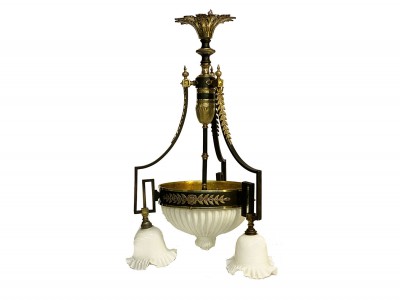 Lustre Bronze doré et métal Empire