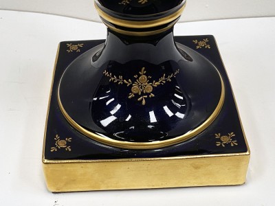 VASE Limoges XIX Bleu et or