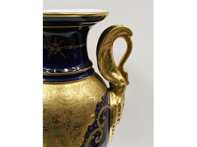 VASE Limoges XIX Bleu et or