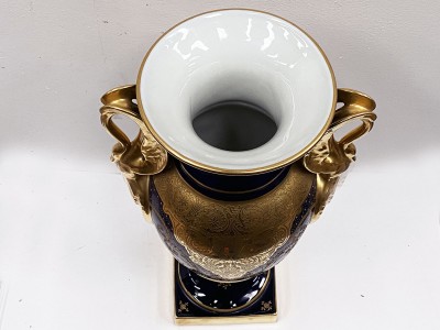 VASE Limoges XIX Bleu et or