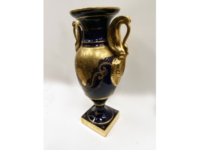 VASE Limoges XIX Bleu et or