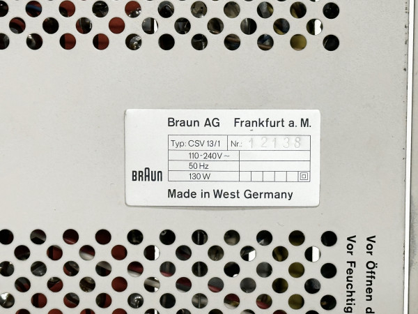 BRAUN CSV-13/1 Hifivintage Réparations