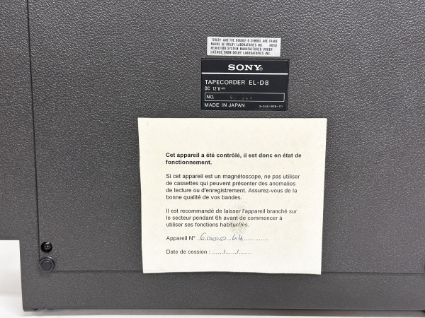 SONY EL D8 Elcaset HifiVintage 