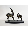 ART DECO Sculpture Antilopes en régule Platine cuivrée  Hifi vintage Paris