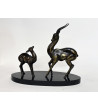 ART DECO Sculpture Antilopes en régule Platine cuivrée  Hifi vintage Paris