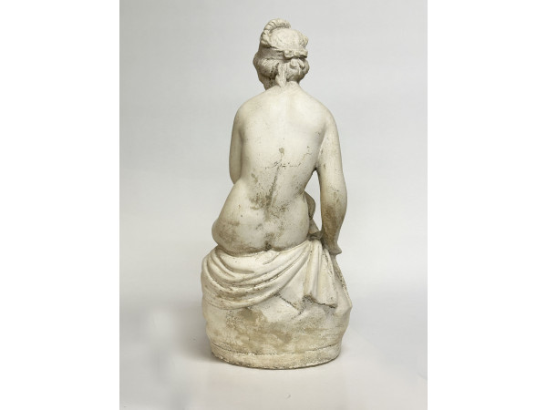 Lorenzo dal Torrine Statuette femme nue assise Pierre blanche  Hifi vintage Paris 