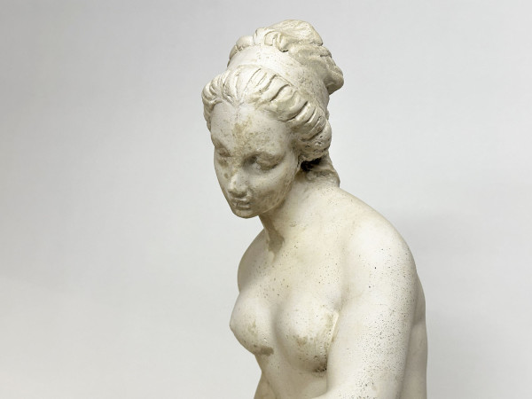 Lorenzo dal Torrine Statuette femme nue assise Pierre blanche  Hifi vintage Paris 