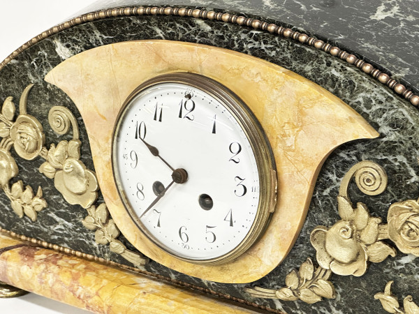 ART DECO pendule marbre vert