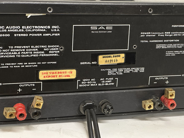 SAE 2600 Hifi Vintage réparation